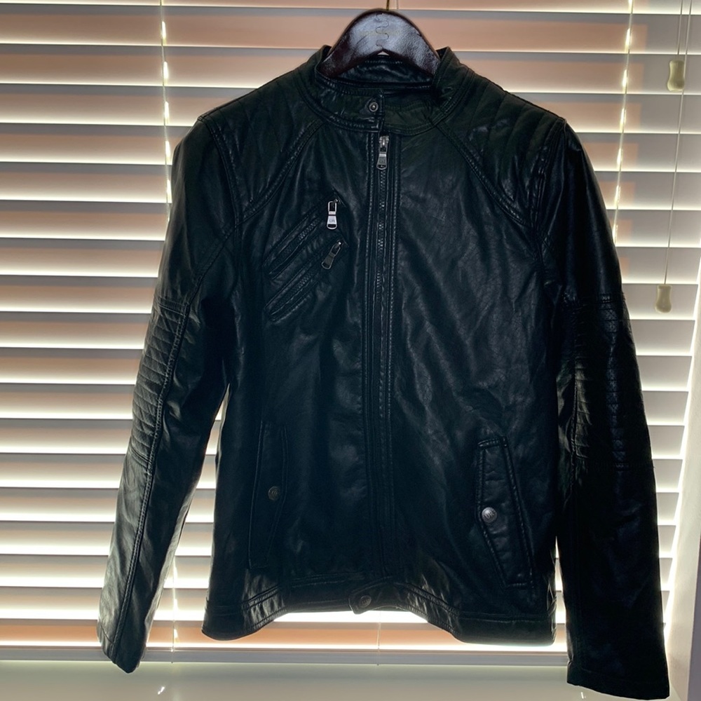 Urban Republic Faux Black Leather Jacket for Boys